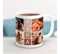 Cristal Plaque Taza Cerámica Personalizada para Papá Collage con 4 Fotos y Mensaje “PAPÁ” | Acabado Premium, Asa Ergonómica | Regalo Día del Padre, Cumpleaños y Aniversario