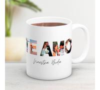 Cristal Plaque Taza Cerámica Personalizada para pareja con 5 Fotos en frase TE AMO y dedicatoria | Acabado Premium, Asa Ergonómica | Regalo Día de los Enamorados, Cumpleaños y Aniversario.