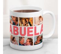 Cristal Plaque Taza Personalizada Abuela con 6 Fotos y Texto | Taza Cerámica con Fotos | Regalo para Abuela de Nietos, Cumpleaños, Navidad o Día de los Abuelos