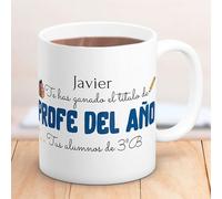 Cristal Plaque - Taza Profe del Año Personalizada con Nombre | Regalo Personalizado Profesora y Profesor | Taza Cerámica Original Maestra y Maestro | Detalle Fin de Curso