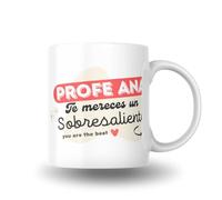 Cristal Plaque - Taza Profe Sobresaliente Personalizada con Nombre | Regalo Original para Profesores y Maestras | Detalle Fin de Curso y Día del Maestro | Cerámica Premium