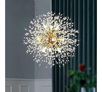 Cristal Plateado Dandelion 9 Firos Artificiales Ligeros Candelier para Sala de Estar Comedor G9 Bulbos incluidos