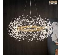 Cristal Plateado Dandelion 9 Firos Artificiales Ligeros Candelier para Sala de Estar Comedor G9 Bulbos incluidos
