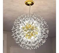 Cristal Plateado Dandelion 9 Firos Artificiales Ligeros Candelier para Sala de Estar Comedor G9 Bulbos incluidos