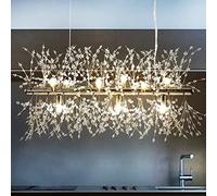 Cristal Plateado Dandelion 9 Firos Artificiales Ligeros Candelier para Sala de Estar Comedor G9 Bulbos incluidos