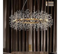 Cristal Plateado Dandelion 9 Firos Artificiales Ligeros Candelier para Sala de Estar Comedor G9 Bulbos incluidos