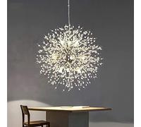 Cristal Plateado Dandelion 9 Firos Artificiales Ligeros Candelier para Sala de Estar Comedor G9 Bulbos incluidos
