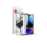 Cristal protector 3D antibacteriano Crong - Vidrio templado con pegamento completo 9H para iPhone 16 Pro Max + marco de instalación