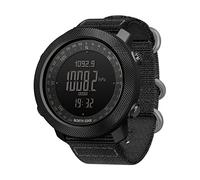 Cristal Reloj Inteligente Reloj Deportivo para Hombre Reloj Digital retroiluminado 5ATM Resistente al Agua Cronómetro Natación Reloj para Correr Cuerpo de Inoxidable Correa Reloj (Black, One Size)