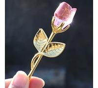 Cristal rosa mini flor de cristal flores artificiales boda fiesta regalo habitación adorno oficina escritorio Feng Shui decoración (rosa)