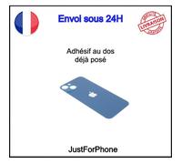 Cristal trasero para iPhone 13, logo azul, agujero grande, adhesivo nuevo