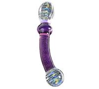 Cristal Vibrations - Doble Consolador Purple Lover - Consolador Con Dos verdickten Extremos y fácil gekrümmtem caña de splitterfestem Bormioli salit Cristal - Transparente/lila - Aprox. 23 cm de largo - ø hasta aprox. 43 mm