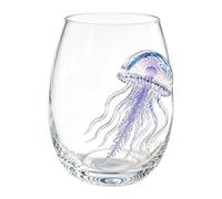 Cristalería artesanal 2D de pulpo con anillos azules, vidrio para beber de pulpo oceánico, taza de cóctel náutica hecha a mano, regalo inspirado en animales marinos, D