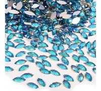 Cristales acrílicos con parte posterior plana, 500 piezas de 7x15 mm, gemas deslumbrantes sin agujeros, piedras preciosas de diamantes de imitación AB para adornos de álbumes de (Azul oscura)