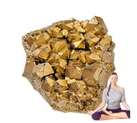 Cristales crudos, racimo de cristal | Cristal crudo dorado galvanizado | Espécimen mineral, adorno de piedras preciosas naturales para colección, meditación, manualidades de decoración del hogar