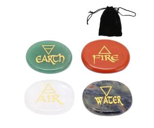 Cristales Curativos de Reiki, Piedras de Chakra del Tamaño de la Palma Finamente Grabadas, 4 Piezas para Curar la Mente, el Cuerpo y el Espíritu