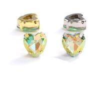 Cristales de agua Paquete de 10 cristales con forma de corazón y engaste de garra, multicolor, varios tamaños(Color-03,GOLD-10PCS-12MM)