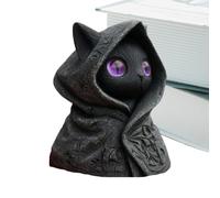 Cristales de Gato mueren la estatua, la estatua de los gatos de Spooky | Misteriosa Figura de Gatito de resina con Capucha con Capa | Adornos de decoración de Escultura coleccionable para la tabla