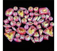 Cristales de imitación for coser, 50 unidades/bolsa, garra plateada, formas de diamantes de imitación for coser, apliques for vestido de novia.(A31 Red Ab)