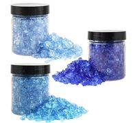 Cristales de vidrio decorativos para manualidades, paquete de 3 piezas de vidrio de mosaico azul, rocas de vidrio triturado para rellenar jarrones, decoración de acuarios, paisajismo de jardín