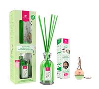 CRISTALINAS Ambientador Mikado 180ml + Esfera Coche. Aroma Dama de Noche. sin Alcohol. Duracion 16+8 semanas. Doble Sistema de Sujecion: Pinza + Colgante