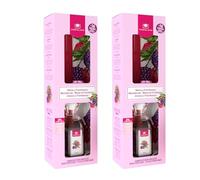 CRISTALINAS. Ambientador Mikado Clásico. Difusor con Varillas de ratán. Formula sin Alcohol. Máxima duración, hasta 16 semanas. Aroma Mora. (2x180ml)