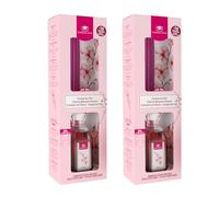 CRISTALINAS. Ambientador Mikado Clásico. Difusor con Varillas de ratán. Formula sin Alcohol. Máxima duración, más de 16 semanas. 180ml de Capacidad. Aroma Cerezo en Flor (2x180ml)