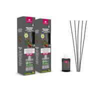 CRISTALINAS | Pack 2 Recambio + Cañas Ambientador Mikado | 100% Puro | Larga Duración 8 Semanas | 35ml | 0% Alcohol (2x35ml, Sándalo y Cedro)