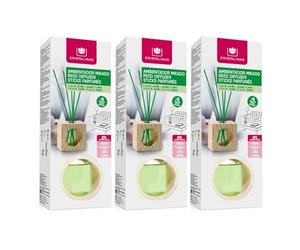 CRISTALINAS | Pack 3 Ambientador Hogar Mikado Cubo de Madera | Aroma Jazmín Verde | 100% Puro | Larga Duración 4 Semanas | 3x30ml | 0% Alcohol