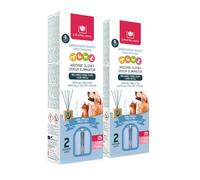 CRISTALINAS. Recambios Ambientador & Absorbe Olor Mikado para Mascotas. 0% Alcohol. Mas de 4+4 semanas de duracion. 2x30 ml. Aroma (Aire Fresco) (Pack Dúo)
