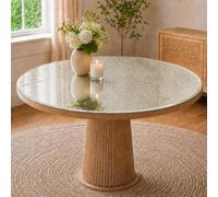 Cristalium Protector de Mesa Redondo Biselado Arena Envejecido 90 cm | Cristal espejo de 4 mm, sin colgador; para apoyar sobre mesas y muebles, fabricado bajo pedido en España