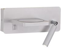 Cristalrecord Aplique pared blanco con 2 luces led independientes y puerto usb