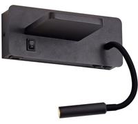 Cristalrecord Aplique pared negro con 2 luces led independientes y puerto usb