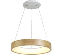 Cristalrecord Lámpara colgante led circular nórdico con pantalla de madera ø47 cm