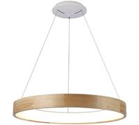 Cristalrecord Lámpara colgante led circular nórdico con pantalla de madera ø67 cm