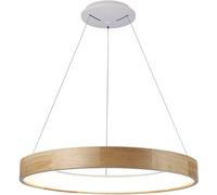 Cristalrecord Lámpara colgante led circular nórdico con pantalla de madera ø92 cm