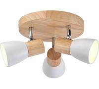 Cristalrecord Plafón de techo nórdico de madera y 3 focos blancos orientables
