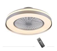 CristalRecord - Plafón Ventilador Techo LED Silencioso Plateado y Blanco con Aspas Invisibles Yoli