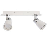 Cristalrecord Regleta de techo 2 luces orientables blanco de aluminio