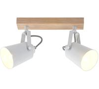 Cristalrecord Regleta techo nórdico de madera y 2 focos metálicos blancos orientable