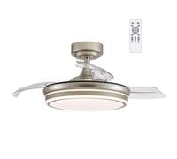 CRISTALRECORD Ventilador LED aspas plegables Moss Mini Níquel 46W 5520Lm CCT Dim