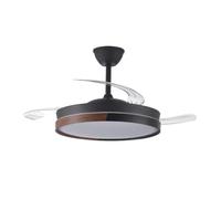 CRISTALRECORD Ventilador LED aspas retráctiles Ecoro Negro 45W 4400Lm CCT