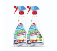 Cristasol, Cristalino Limpia Cristales Líquido en Spray, Para Limpieza de Ventanas, Espejos y Superficies de Vidrio o Cristal Sin Dejar Rastros o Marcas, Fragancia Clásica, Pack de 2 x 750 ml