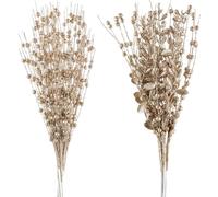 CristBest Paquete de 24 adornos para árbol de Navidad, ramas artificiales con purpurina para decoración de árbol de Navidad, jarrón pequeño, vacaciones, bodas, decoraciones de fiesta (champán)