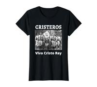 Cristeros Cristiada Viva Cristo Rey Camiseta gráfica económica, Mujer, Negro, S