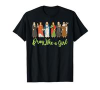 Cristiana Católica Mujeres Jesús Rezar Religiosa Niña Camiseta