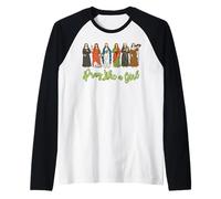 Cristiana Católica Mujeres Jesús Rezar Religiosa Niña Camiseta Manga Raglan