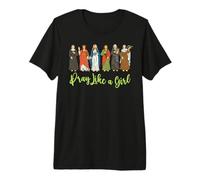 Cristiana Católica Mujeres Jesús Rezar Religiosa Niña Camiseta Premium