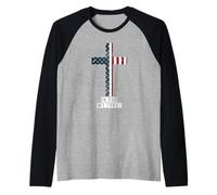 Cristiano Americano en Dios Confiamos Amor Jesús Amor Dios Biblia Camiseta Manga Raglan