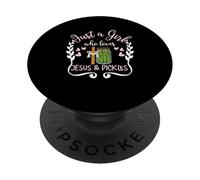 Cristiano religioso Solo una Chica Que ama a Jesús y pepinillos PopSockets PopGrip Adhesivo